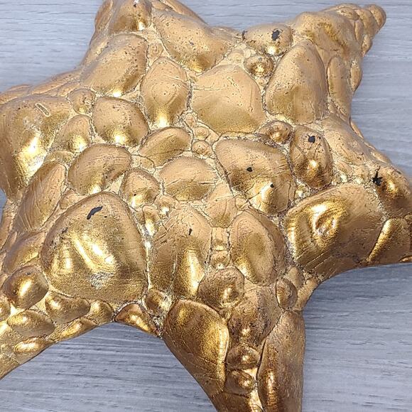 Art Glass Starfish Dish Red Reverse Painted Gold - Picture 4 of 6